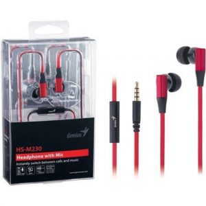 Genius Earphone HS-M230 RED+ MIC NOISE ISOLATING  DUAL COLOR FLAT