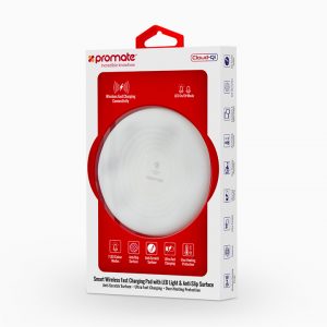 Promate Cloud-Qi Smart Wireless Charging Pad with LED Light & Anti-Slip surface-10W