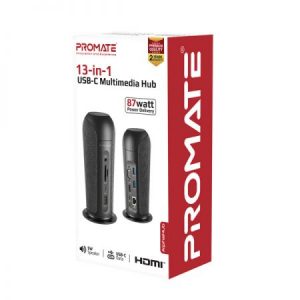 Promate AlphaHub 13-in-1 USB-C Multimedia Hub with Dual USB-C Power Delivery-87w