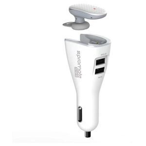 Promate, Aria Bluetooth Headset For Music & Calls With Smart Wireless Car Charging Dock And 2.1A Fast Charging Port