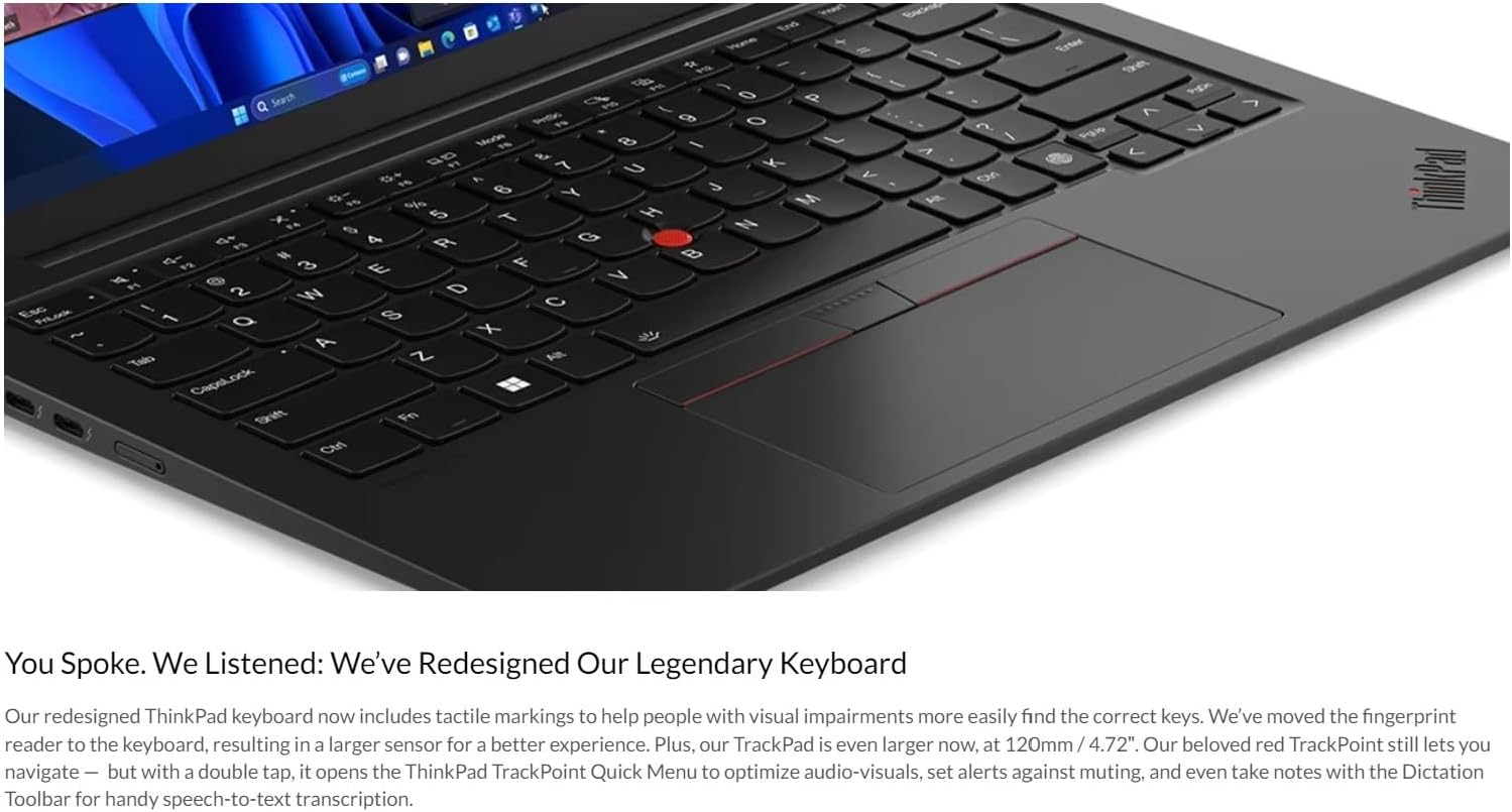 Lenovo Gen 12 ThinkPad X1 Carbon Laptop with Intel Ultra 7 165U vPro Processor, 14" WUXGA 100% sRGB Touchscreen, 32GB 6400MHz RAM, 1TB Gen4 Performance SSD - Image 7