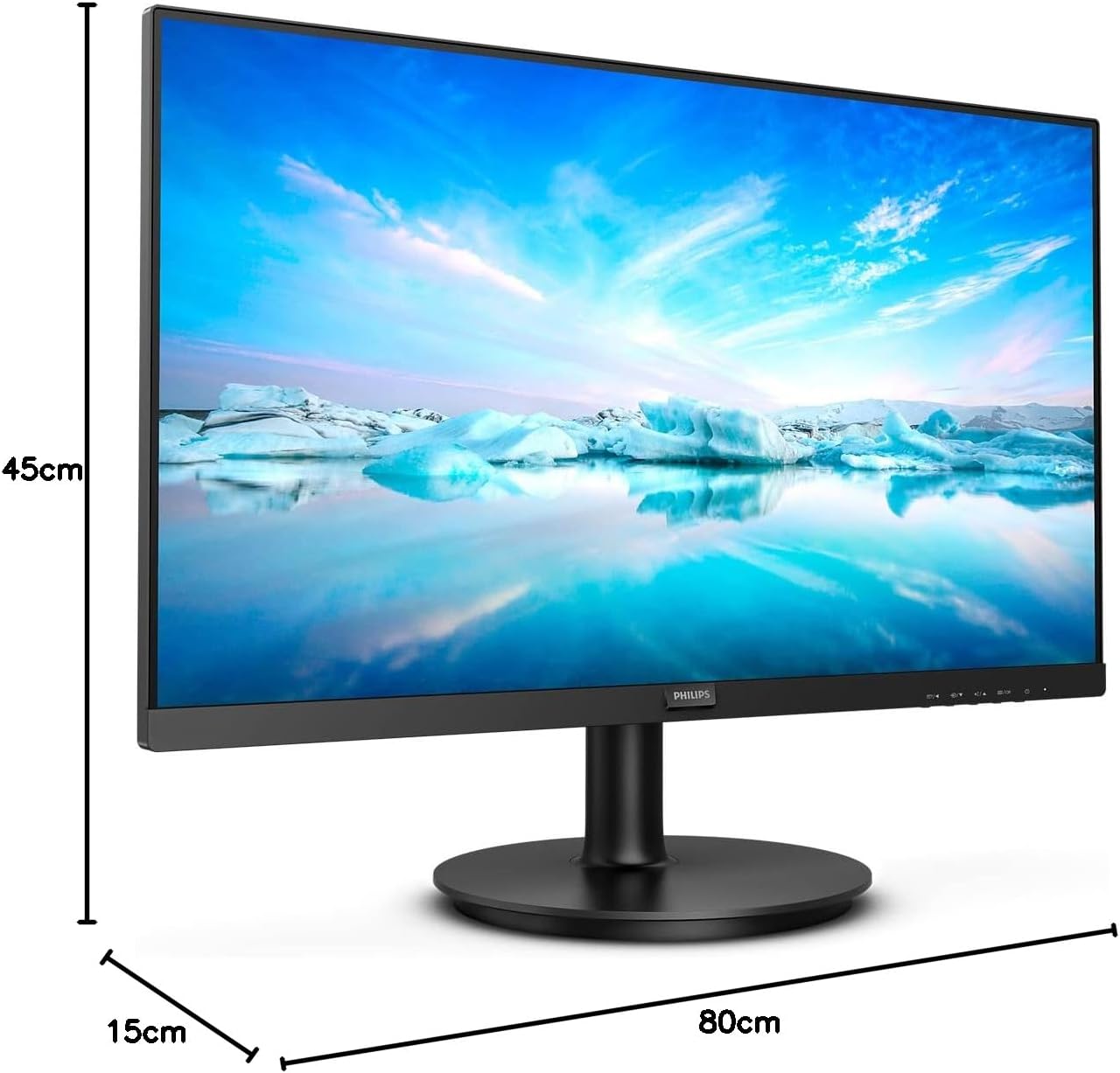 PHILIPS 271V8LA - 27 Inch FHD Monitor, 75Hz, 4ms, IPS, Speakers, AdaptiveSync, Flickerfree (1920 x 1080, 250 cd/m², HDMI/VGA) - Image 3