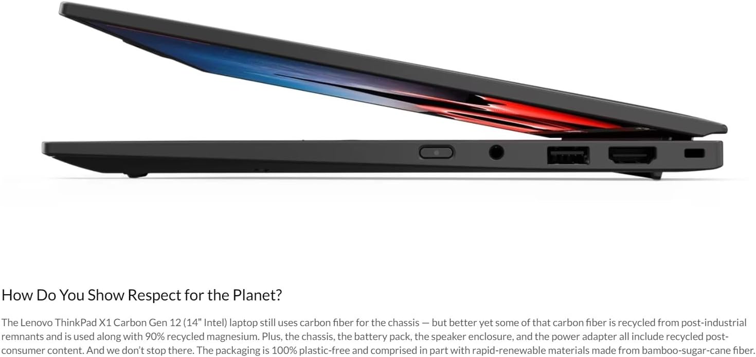 Lenovo Gen 12 ThinkPad X1 Carbon Laptop with Intel Ultra 7 165U vPro Processor, 14" WUXGA 100% sRGB Touchscreen, 32GB 6400MHz RAM, 1TB Gen4 Performance SSD - Image 6