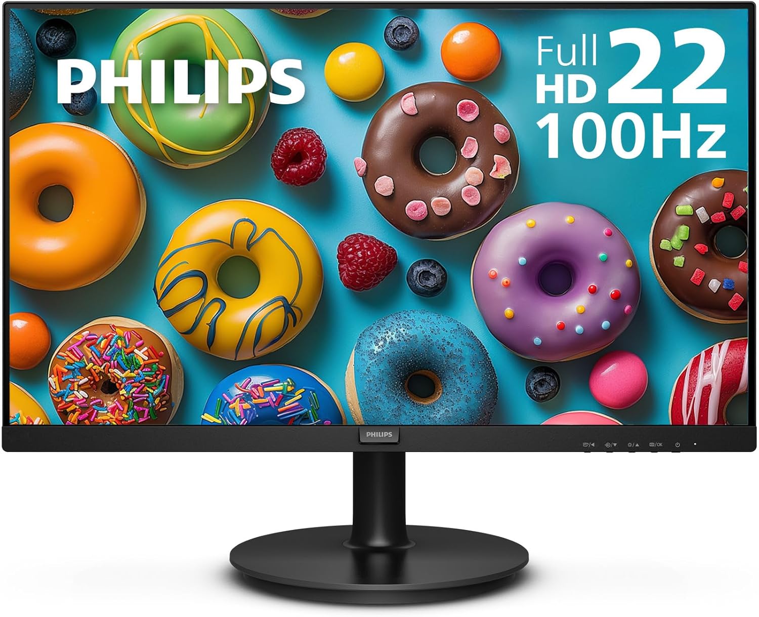 PHILIPS 22 inch Class Thin Full HD (1920 x 1080) Monitor, 100Hz Refresh Rate, VESA, HDMI x1, VGA x1, LowBlue Mode, Adaptive Sync,