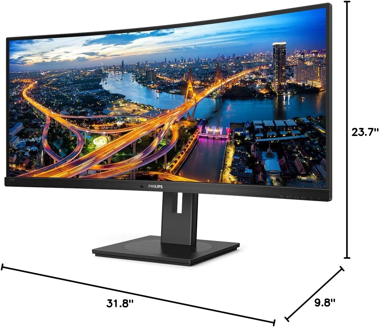Philips 346B1C UltraWide 34" Curved Monitor, UltraWide QHD 2K, USB-C and built-in KVM switch, 119% sRGB, USB-PD 90W, Height Adjustable, PowerSensor - Image 2