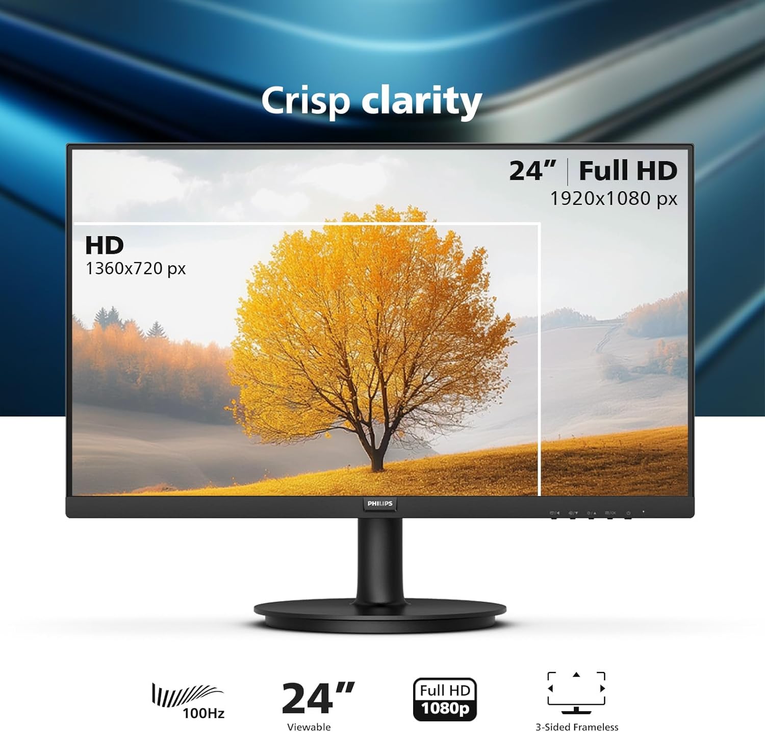 Philips 241V8B 23.8" Full HD LCD Monitor - Enhanced Image Quality with 100Hz Refresh Rate - Image 2