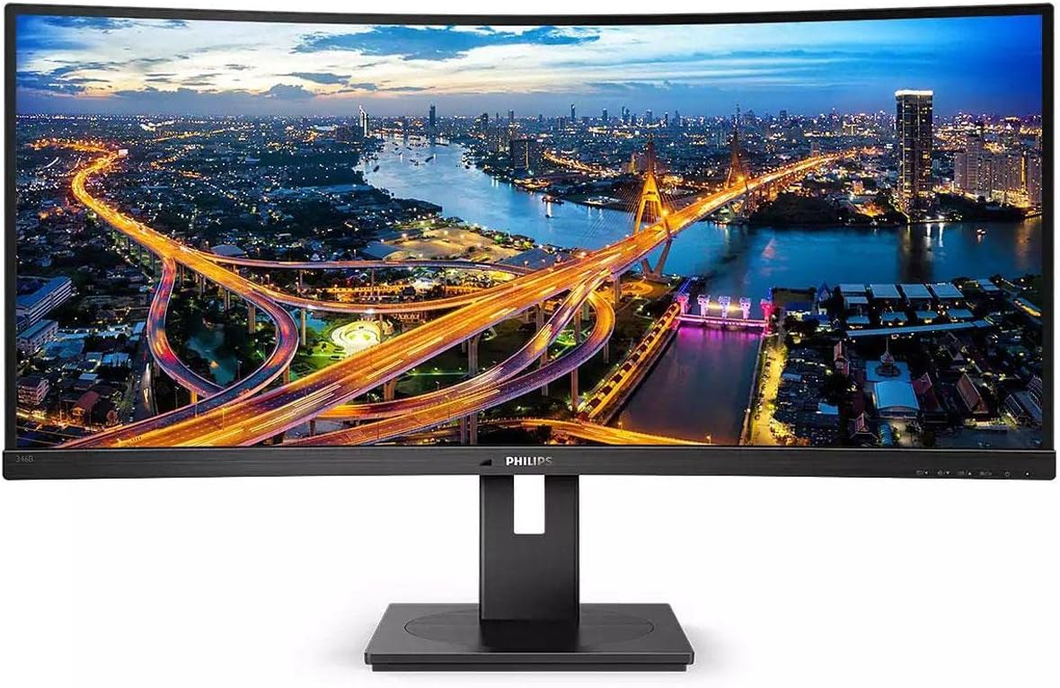 Philips 346B1C UltraWide 34" Curved Monitor, UltraWide QHD 2K, USB-C and built-in KVM switch, 119% sRGB, USB-PD 90W, Height Adjustable, PowerSensor