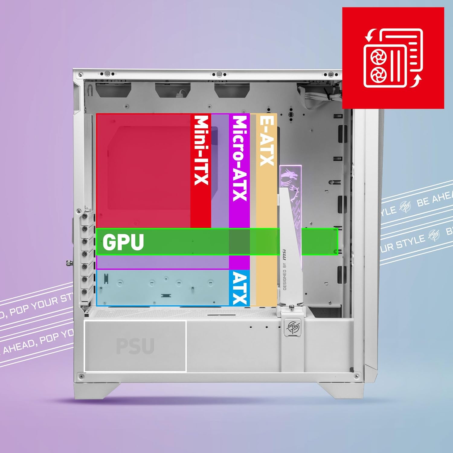 MSI MPG GUNGNIR 300R Airflow White - Premium Mid-Tower Gaming PC Case - Image 5