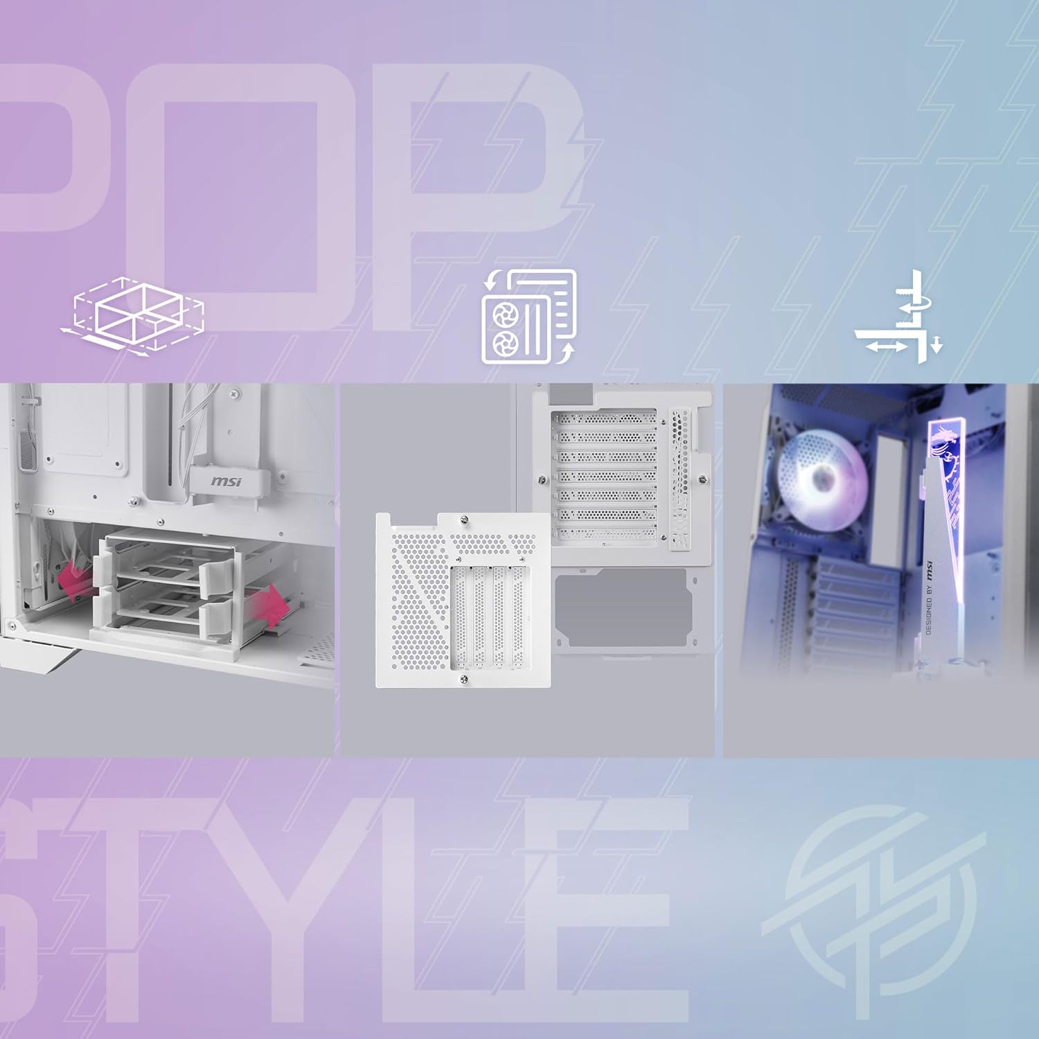 MSI MPG GUNGNIR 300R Airflow White - Premium Mid-Tower Gaming PC Case - Image 4