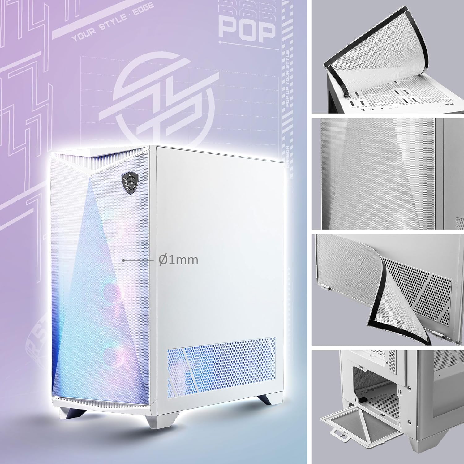 MSI MPG GUNGNIR 300R Airflow White - Premium Mid-Tower Gaming PC Case - Image 9