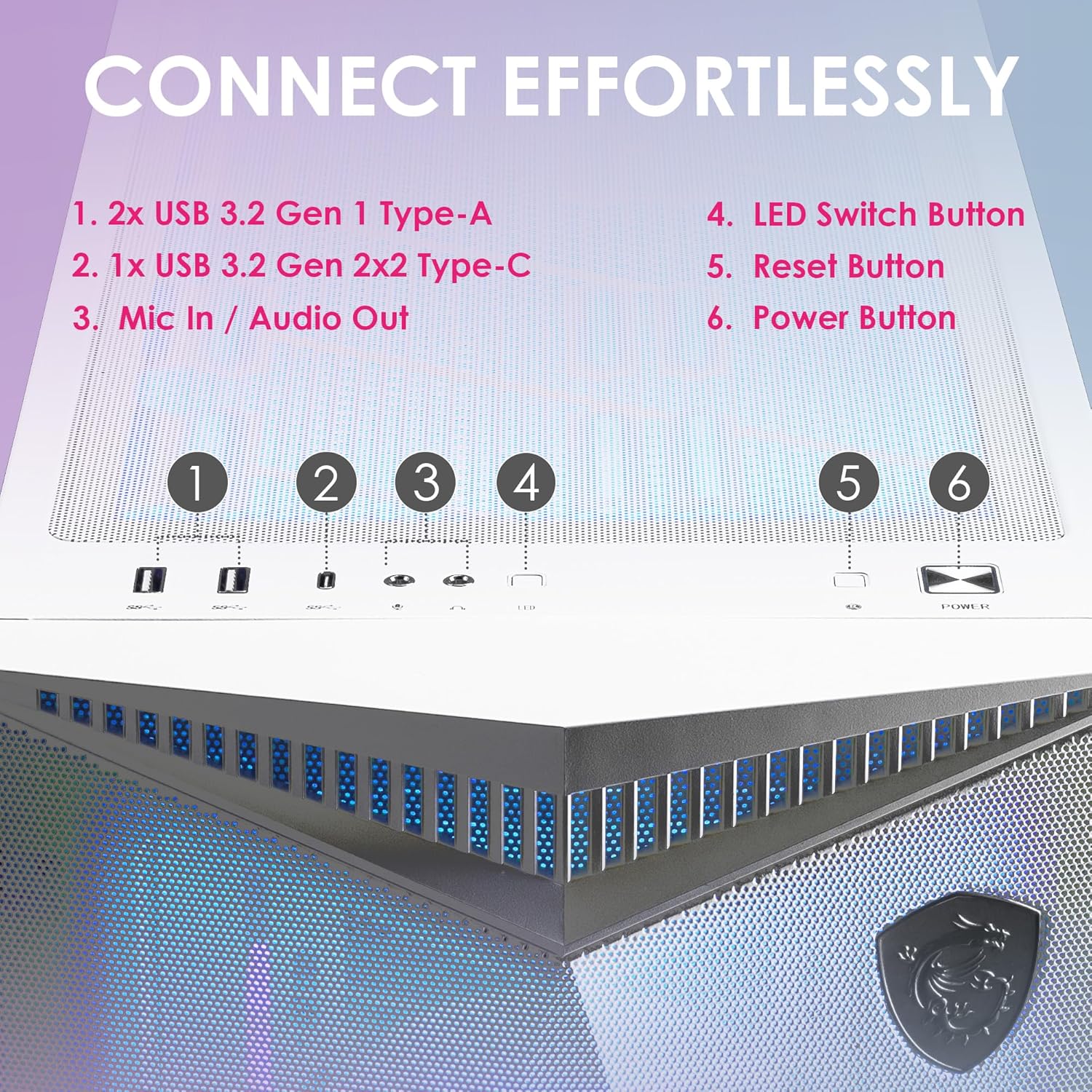 MSI MPG GUNGNIR 300R Airflow White - Premium Mid-Tower Gaming PC Case - Image 8