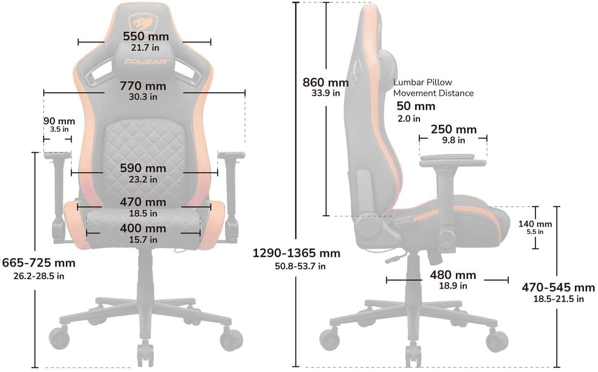 Cougar Defensor Ergonomic Office/Gaming Chair,Black/Orange - Image 6