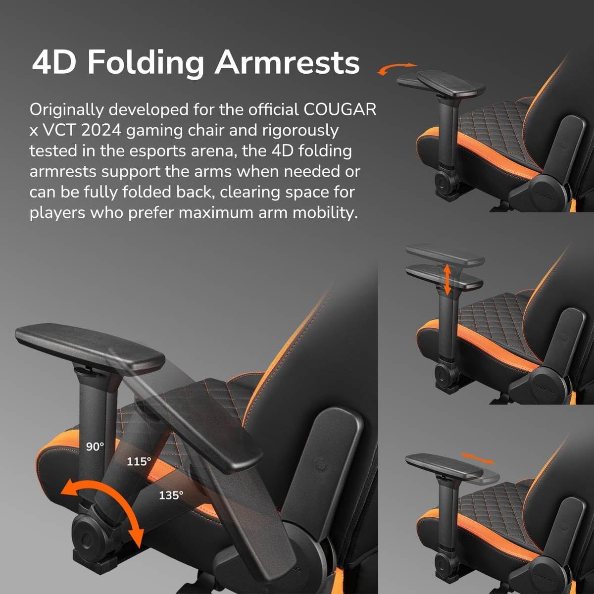 Cougar Defensor Ergonomic Office/Gaming Chair,Black/Orange - Image 7