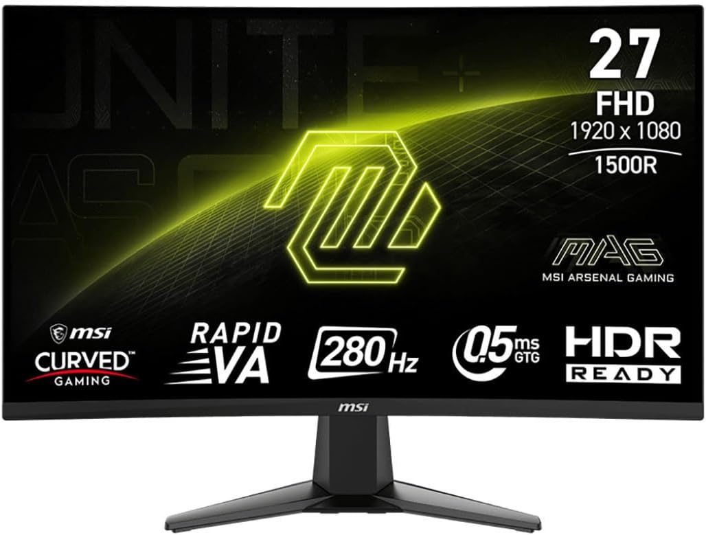 MSI MAG 276CXF 27-inch 1920 x 1080 (FHD) Curved Monitor, 280Hz, HDMI, DisplayPort, VGA Port, VESA Mountable, Tilt, Speaker, Slim Bezel, 0.5ms, Black - Image 6