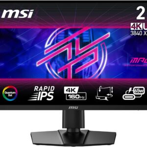 MSI MPG274URF QD 27-inch 3840 x 2160 (UHD) Computer Monitor, 160Hz, Adaptive-Synch, HDMI, DisplayPort, VESA Mountable, Tilt, Height Adjustable, Speaker, 0.5ms, Black