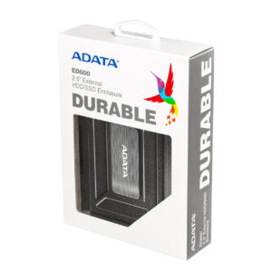 ADATA ED600 2.5" External Enclosure – Durable, IP54 Waterproof, Shockproof, Dustproof, Tool-Free, USB 3.1, SSD & HDD Support (AED600U31)